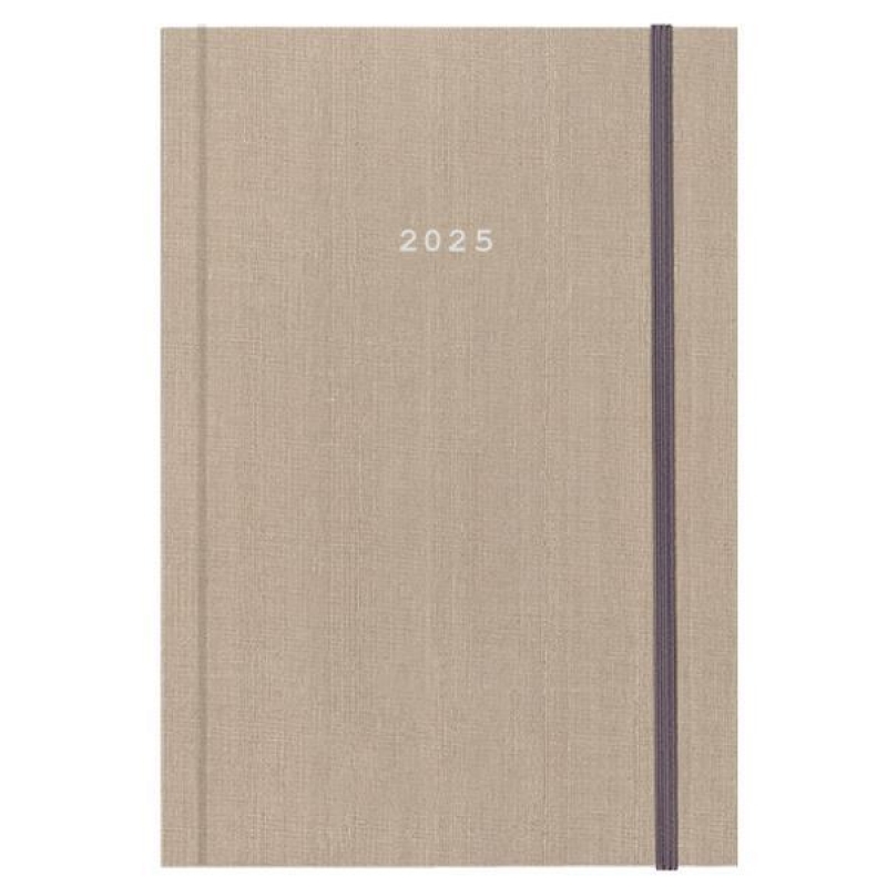 Next ημερολόγιο 2025 fabric ημερήσιο δετό μπεζ με λάστιχο 12x17εκ.