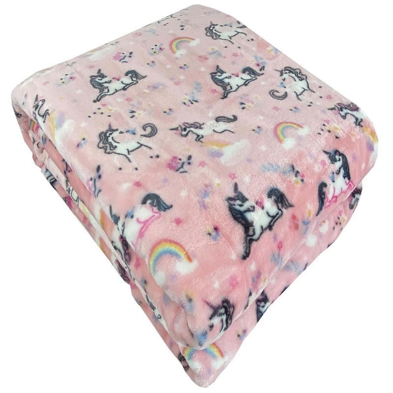 Κουβέρτα παιδική "Unicorn yard" βελουτέ από 100% polyester 160x220εκ.