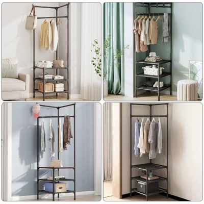 Κρεμάστρα ράγα οργάνωσης ρούχων Nextdeco μαύρη Υ180x45x45εκ