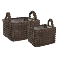 Καλάθια υφασμάτινα σετ 2τμχ καφέ κύβοι Καλάθια υφασμάτινα σετ 2τμχ καφέ κύβοι