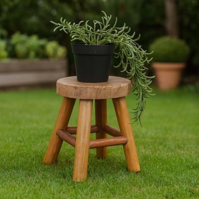 Σκαμπό Nextdeco από ανακυκλωμένο ξύλο mahoni Υ19xØ15εκ