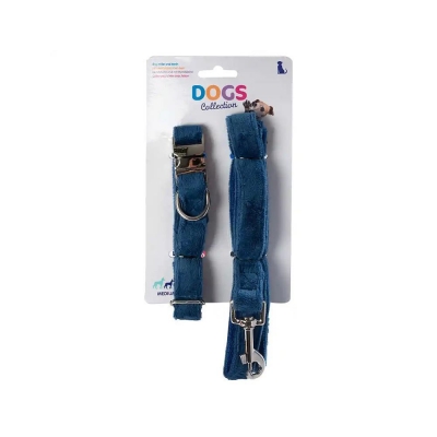 Λουράκι σκύλου με κολλάρο μπλε small 23-30x2εκ.