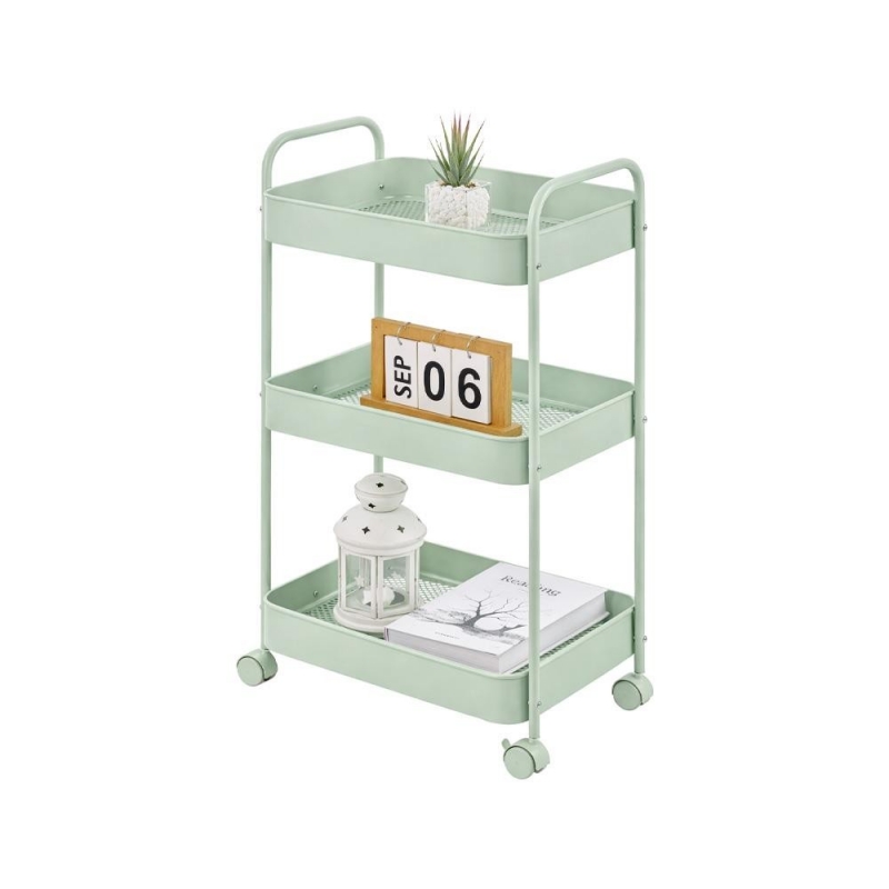 Τρόλεϊ- καλάθι Υ70.5x43x30εκ. μεταλλικό με 3 θήκες αποθήκευσης πράσινο Τρόλεϊ- καλάθι Υ70.5x43x30εκ. μεταλλικό με 3 θήκες αποθήκευσης πράσινο