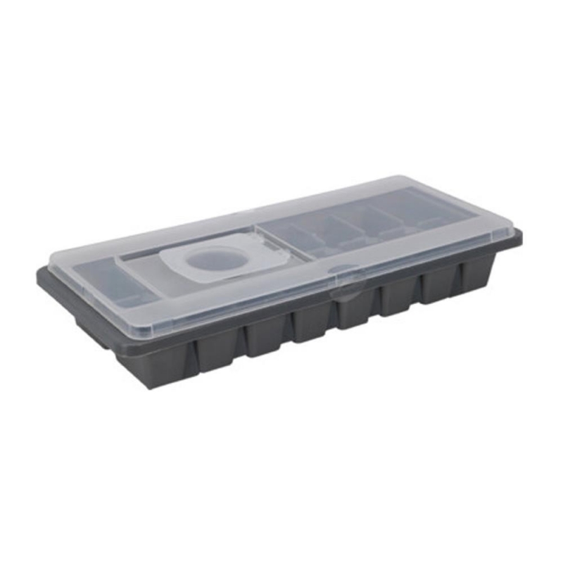 Παγοθήκη με καπάκι PP γκρι σκούρο με 16 θήκες 26χ10,8χ4εκ.