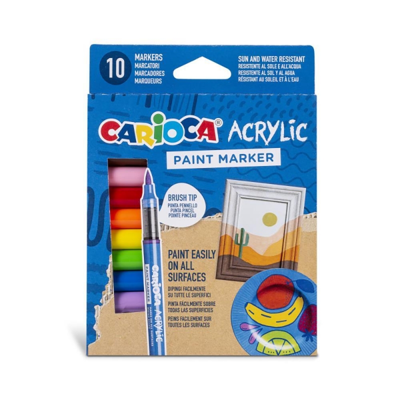 Carioca ακρυλικοί μαρκαδόροι 10 χρωμάτων Carioca ακρυλικοί μαρκαδόροι 10 χρωμάτων