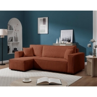 Καναπές - διπλό κρεβάτι Nextdeco γωνιακός με αποθηκευτικό χώρο κεραμιδί Υ82×240×92-142εκ Καναπές - διπλό κρεβάτι Nextdeco γωνιακός με αποθηκευτικό χώρο κεραμιδί Υ82×240×92-142εκ