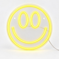 Φωτιζόμενο διακοσμητικό LED Neon Smiley κίτρινο 25x25εκ.