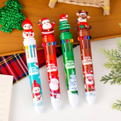 Χριστουγεννιάτικο στυλό 10 χρωμάτων σε 4 σχέδια κοκτέηλ Υ15εκ.