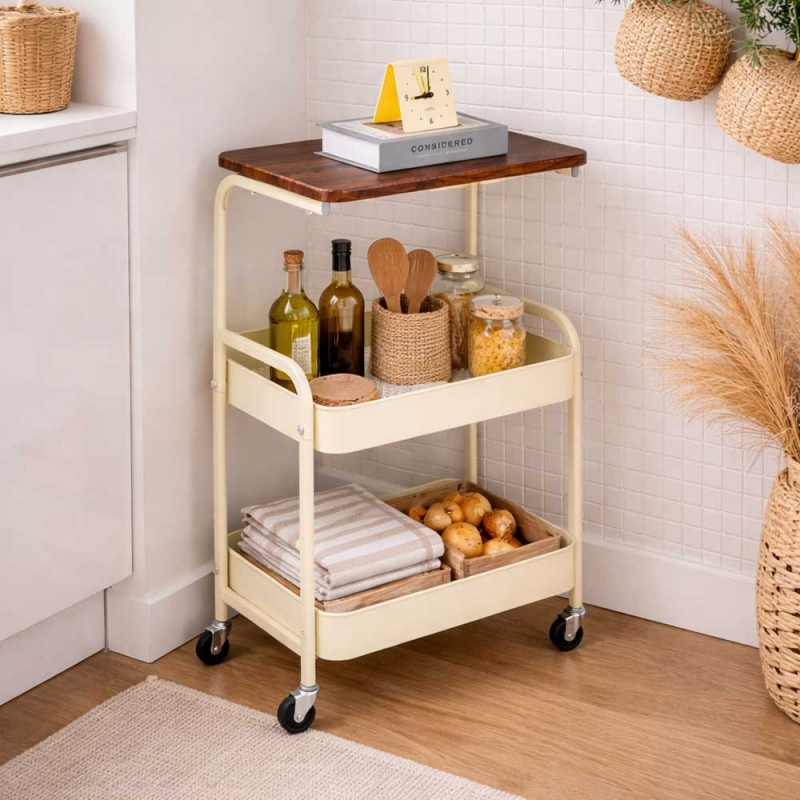 Τρόλεϊ- καλάθι Υ77x43x30εκ. μεταλλικό με ξύλινη επιφάνεια κίτρινο Τρόλεϊ- καλάθι Υ77x43x30εκ. μεταλλικό με ξύλινη επιφάνεια κίτρινο