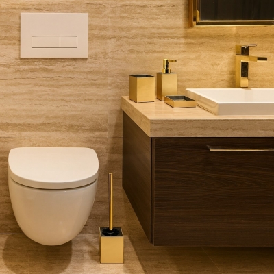 Σετ αξεσουάρ μπάνιου Eldorado Gold 4 τεμαχίων Σετ αξεσουάρ μπάνιου Eldorado Gold 4 τεμαχίων