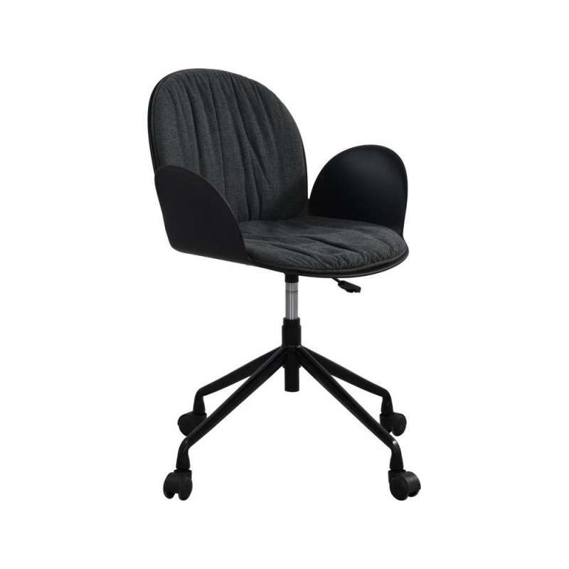 Καρέκλα γραφείου Nextdeco PP ύφασμα και μέταλλο μαύρη 62x57xΥ79-86εκ.