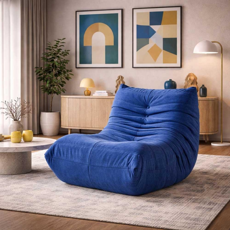 Compressed Nextdeco πολυθρόνα Togo μπλε Υ70x85x103εκ.