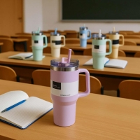 Θερμός ποτήρι 1200ml πράσινο ανοξείδωτο με καλαμάκι