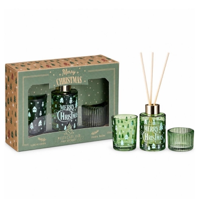 Σετ αρωματικό χώρου diffuser Mistletoe Fir 60ml. με κηροπήγιο Σετ αρωματικό χώρου diffuser Mistletoe Fir 60ml. με κηροπήγιο