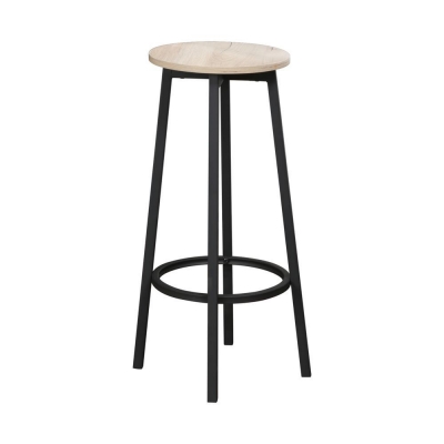 Σκαμπό bar μεταλλικό Nextdeco φυσικό ξύλο Υ70xØ38εκ.