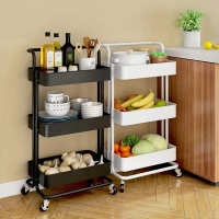 Τρόλεϊ- καλάθι, Υ87x45x37 εκ., με 3 θήκες αποθήκευσης, μαύρο Τρόλεϊ- καλάθι, Υ87x45x37 εκ., με 3 θήκες αποθήκευσης, μαύρο