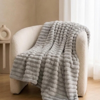 Κουβέρτα faux fur γκρι 150x200εκ.