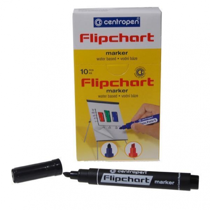 Centropen μαρκαδόρος flipchart μαύρος τετρ. μύτη 4,6mm