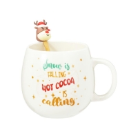 Κούπα 550ml με κουτάλι Hot Cocoa πορσελάνη Κούπα 550ml με κουτάλι Hot Cocoa πορσελάνη