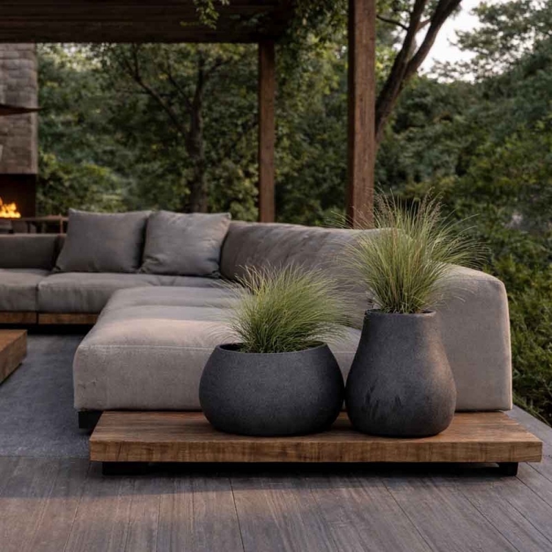 Γλάστρα - κασπώ Evolia γκρι Y38x60x50εκ.