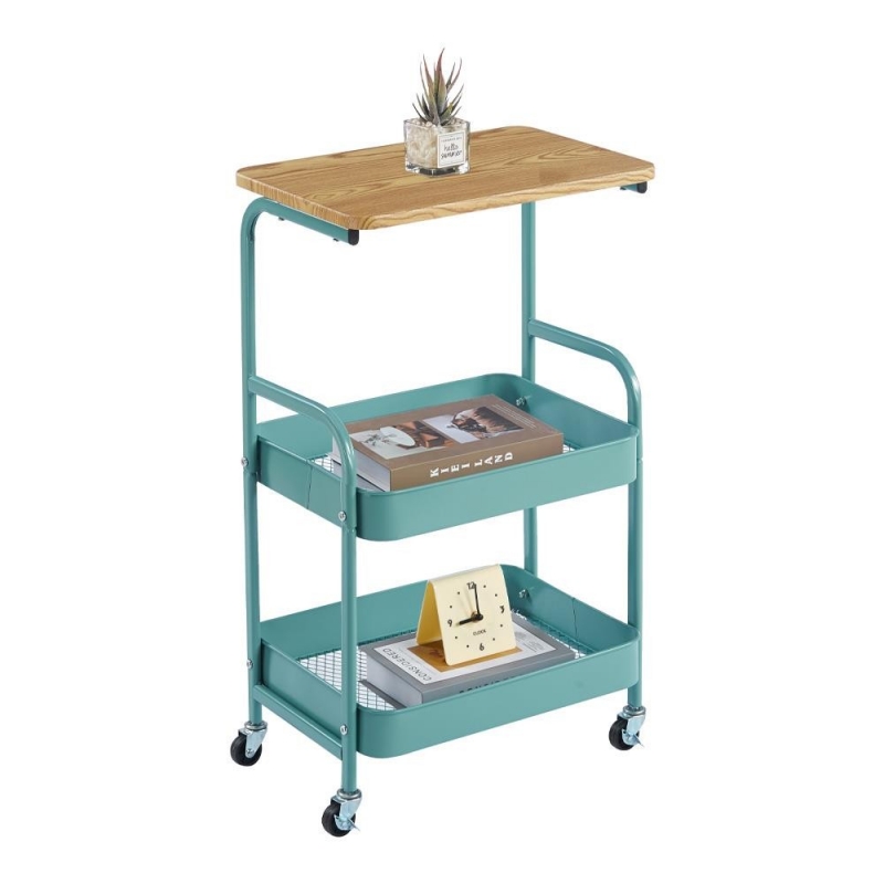 Τρόλεϊ- καλάθι Υ77x43x30εκ. μεταλλικό με ξύλινη επιφάνεια μπλε Τρόλεϊ- καλάθι Υ77x43x30εκ. μεταλλικό με ξύλινη επιφάνεια μπλε