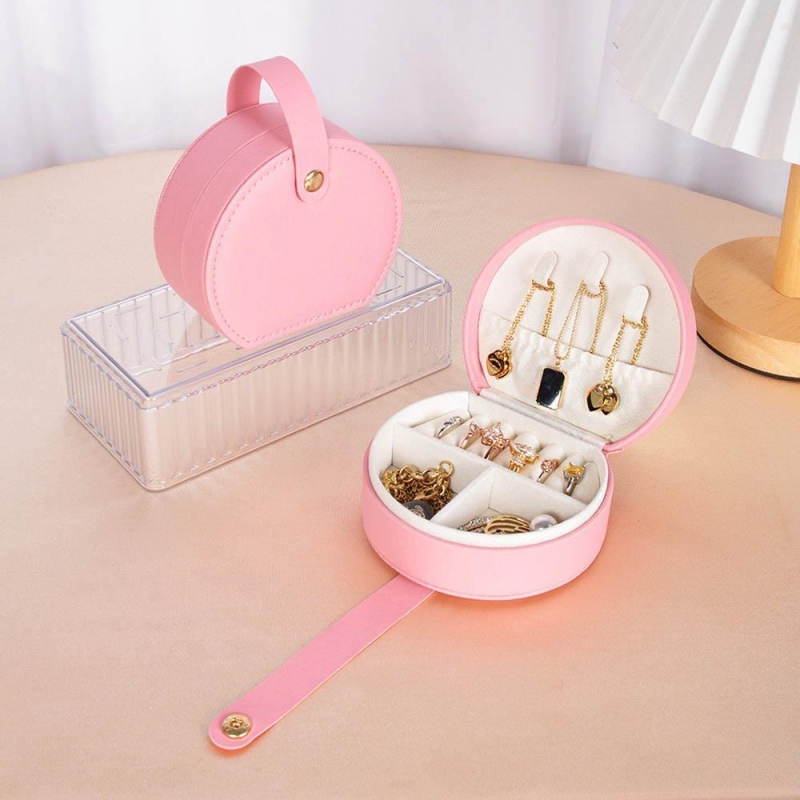 Θήκη κοσμημάτων μικρή ροζ PU Υ5x10x9εκ.