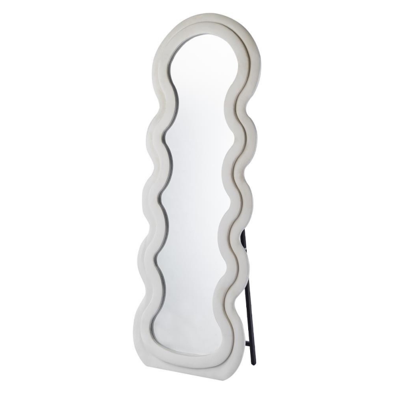 Καθρέφτης ολόσωμος Nextdeco λευκός βελούδινο πλαίσιο 160x60εκ. κυματιστός