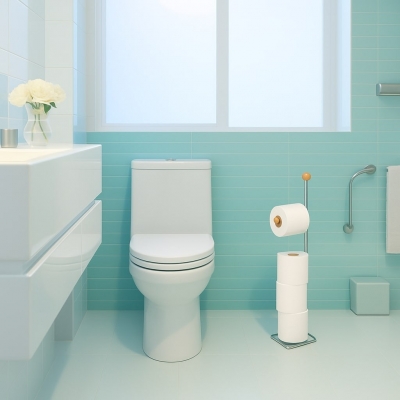 Χαρτοθήκη επιδαπέδια ασημί Υ56x14.5x14.5εκ.