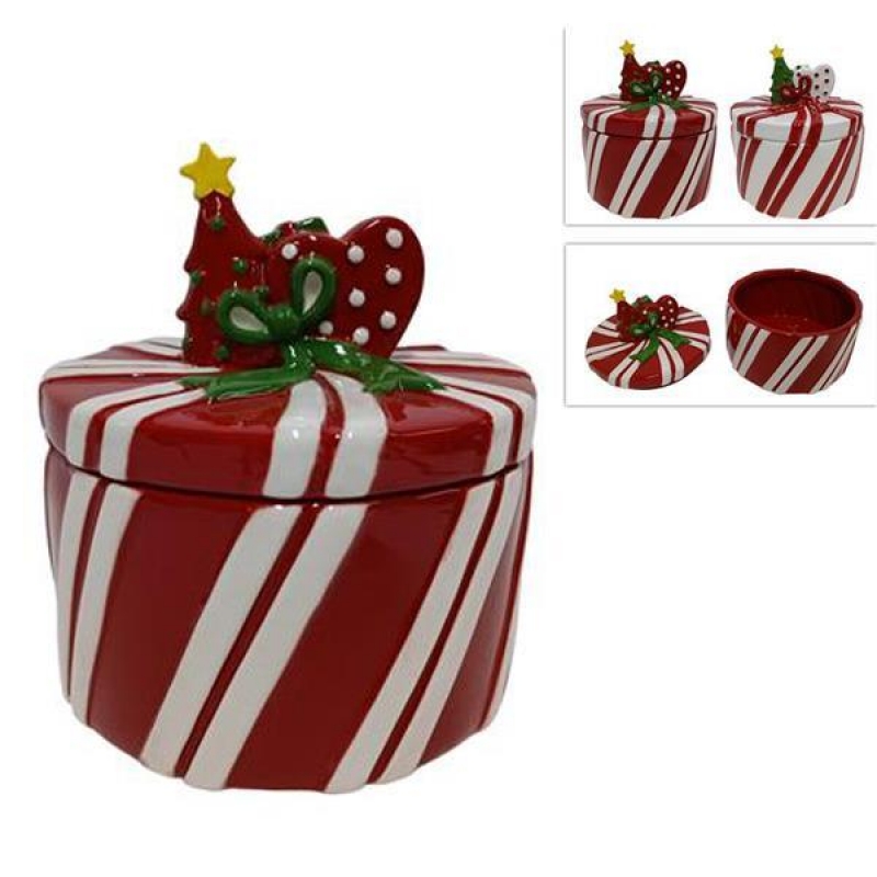 Χριστουγεννιάτικο διακοσμητικό κουτί για μπισκότα κεραμικό Υ19xØ16εκ. κοκτέηλ 2 χρώματα Χριστουγεννιάτικο διακοσμητικό κουτί για μπισκότα κεραμικό Υ19xØ16εκ. κοκτέηλ 2 χρώματα