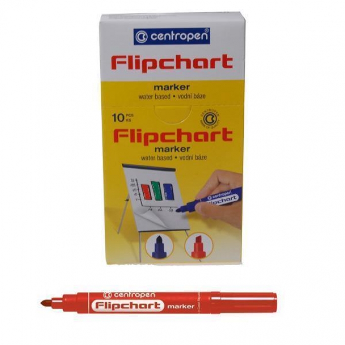 Centropen μαρκαδόρος flipchart κόκκινος τετρ. μύτη 4,6mm