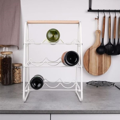 Θήκη μεταλλική λευκή για 9 μπουκάλια κρασιού Υ48x29x9,2εκ.