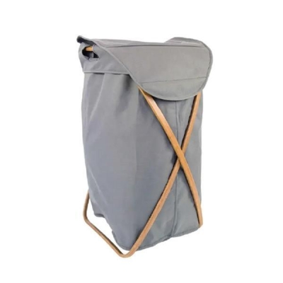 Καλάθι απλύτων Nextdeco μπαμπού σκελετό γκρι ύφασμα 40x36x70εκ.