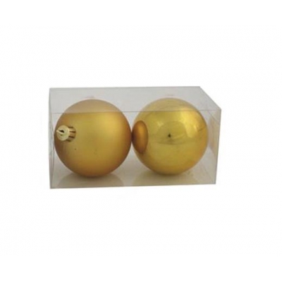 Χριστουγεννιάτικες μπάλες πλαστικές χρυσές Ø8εκ. σε blister 2τεμ.