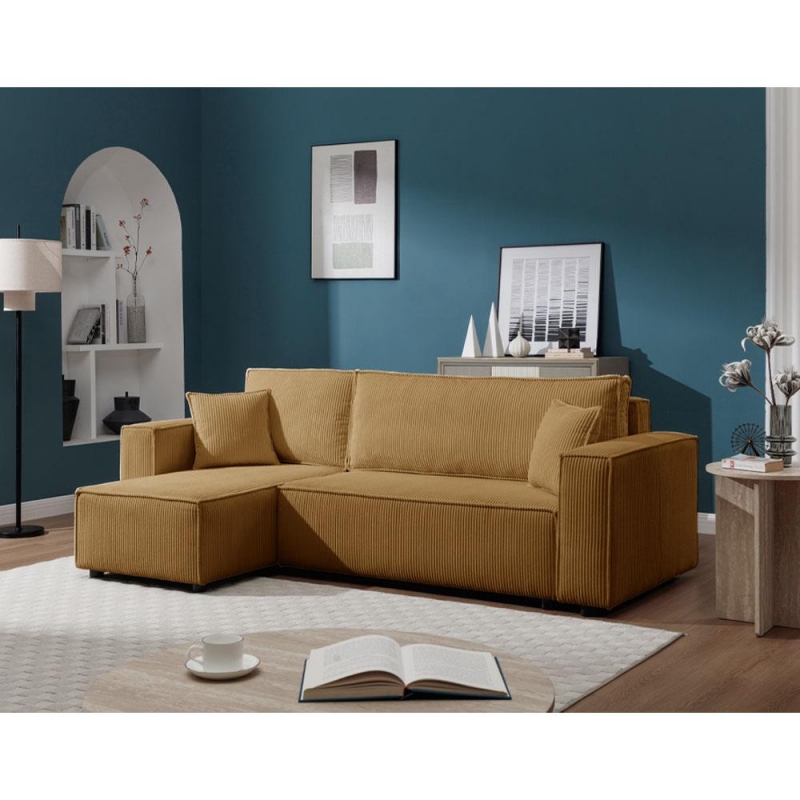 Καναπές - διπλό κρεβάτι Nextdeco γωνιακός με αποθηκευτικό χώρο κίτρινο Υ82×240×92-142εκ Καναπές - διπλό κρεβάτι Nextdeco γωνιακός με αποθηκευτικό χώρο κίτρινο Υ82×240×92-142εκ