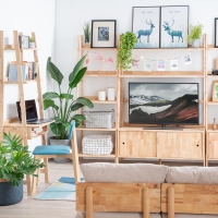 Ραφιέρα επιπλο TV Nextdeco Natural μασίφ ξύλο Υ180x120x37,5εκ.