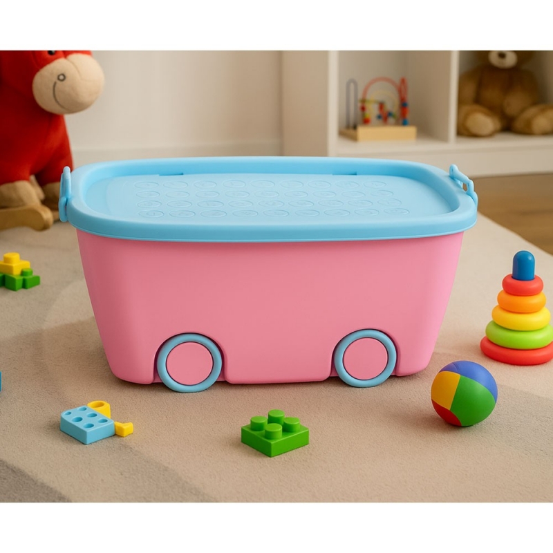 Κουτί αποθήκευσης με 4 ρόδες ροζ Υ24x47x30εκ. Κουτί αποθήκευσης με 4 ρόδες ροζ Υ24x47x30εκ.