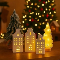 Σπιτάκι LED κεραμικό Υ15,5εκ τριγωνική στέγη Σπιτάκι LED κεραμικό Υ15,5εκ τριγωνική στέγη