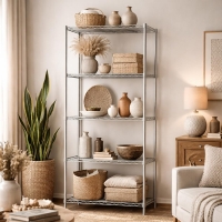 Ραφιέρα inox Nextdeco 5 επίπεδα ρυθμιζόμενη ασήμι Υ150×55×30εκ.