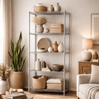 Ραφιέρα inox Nextdeco 5 επίπεδα ρυθμιζόμενη ασήμι Υ150×55×30εκ.