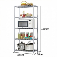 Ραφιέρα inox Nextdeco 5 επίπεδα ρυθμιζόμενη ασήμι Υ150×55×30εκ.