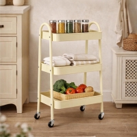 Τρόλεϊ- καλάθι Υ75x42,5x29,5εκ. με 3 θήκες αποθήκευσης κίτρινο