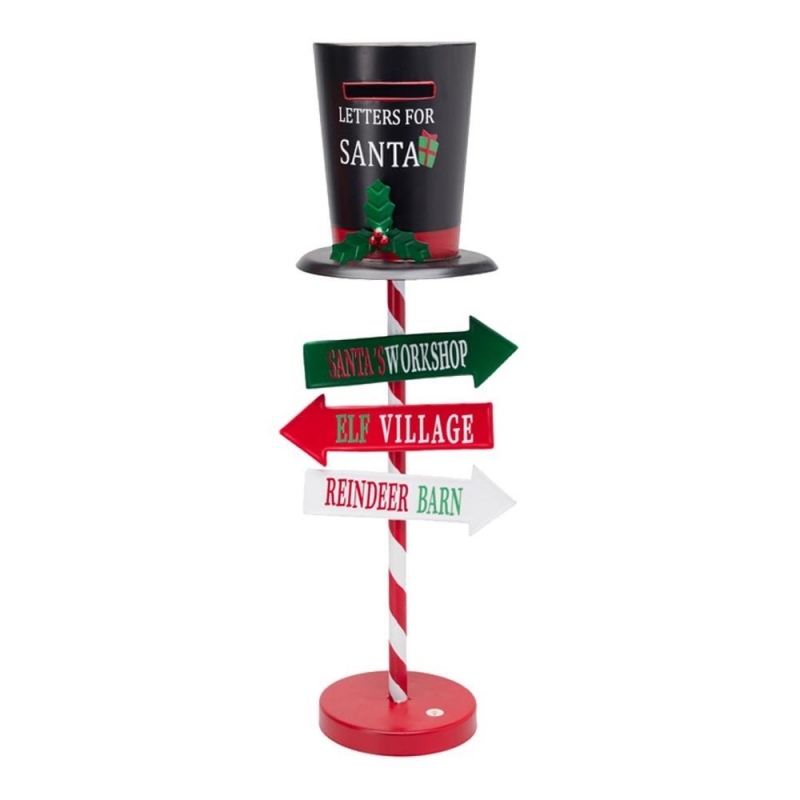 Γραμματοκιβώτιο Χριστουγεννιάτικο μεταλλικό με LED καπέλο 25×20,5×61 εκ.