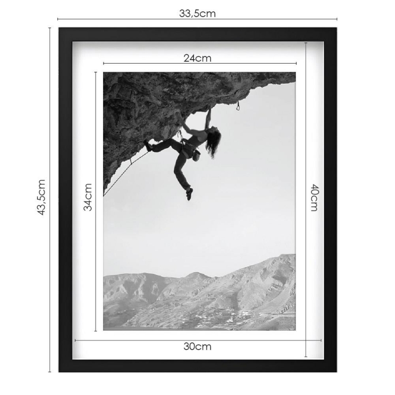 Κορνίζα τοίχου ξύλινη μαύρη με ακρυλικό τζάμι Υ40x30εκ.