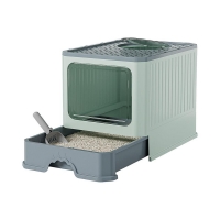 Κλειστή τουαλέτα γάτας με συρτάρι πράσινη 50×40×40εκ.