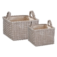 Καλάθια υφασμάτινα σετ 2τμχ μπεζ κύβοι Καλάθια υφασμάτινα σετ 2τμχ μπεζ κύβοι