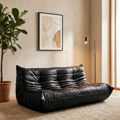 Καναπές τριθέσιος Nextdeco Togo eco leather μαύρο Υ70x174x102εκ.