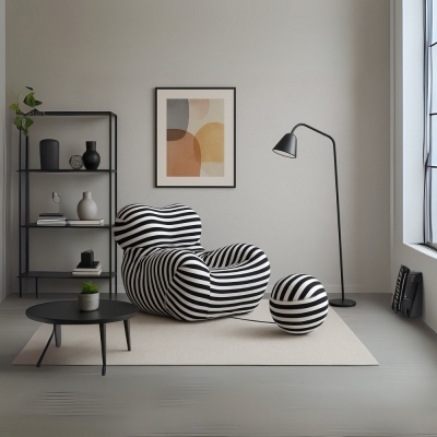 Compressed πολυθρόνα Nextdeco ριγέ μαύρο-άσπρο 102x120xΥ92εκ. Compressed πολυθρόνα Nextdeco ριγέ μαύρο-άσπρο 102x120xΥ92εκ.