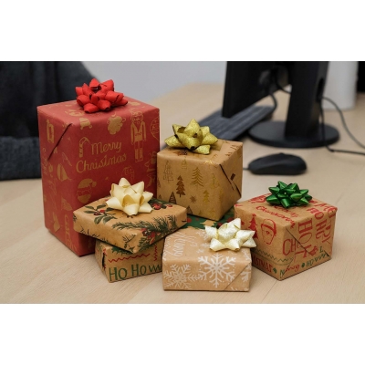 Σετ χαρτί περιτυλίγματος και κορδέλες craft ρολό 70x200εκ. Christmas Gift Box