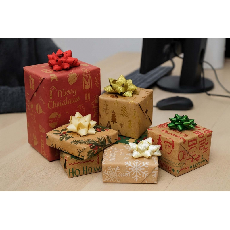 Σετ χαρτί περιτυλίγματος και κορδέλες craft ρολό 70x200εκ. Christmas Gift Box Σετ χαρτί περιτυλίγματος και κορδέλες craft ρολό 70x200εκ. Christmas Gift Box