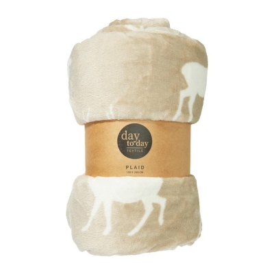 Κουβέρτα τάρανδοι μπεζ 200x150εκ. Κουβέρτα τάρανδοι μπεζ 200x150εκ.